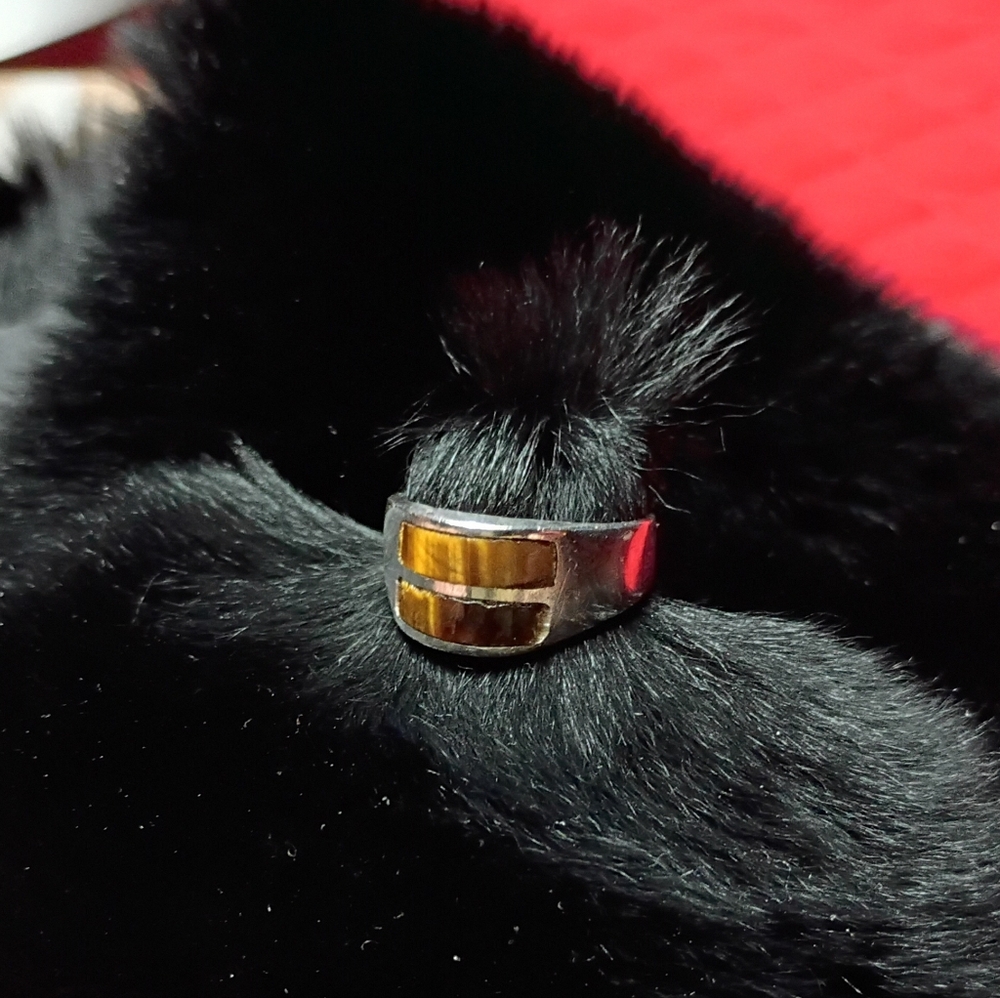 925 Vintage Sterling Tigers Eye Signed Mexico Ring